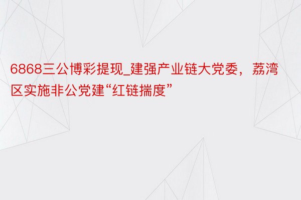 6868三公博彩提现_建强产业链大党委，荔湾区实施非公党建“红链揣度”