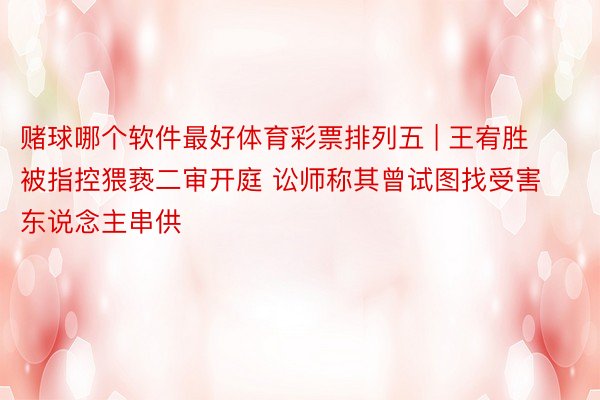赌球哪个软件最好体育彩票排列五 | 王宥胜被指控猥亵二审开庭 讼师称其曾试图找受害东说念主串供