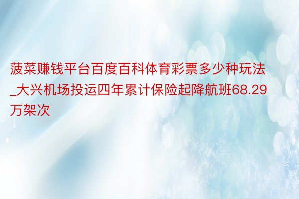 菠菜赚钱平台百度百科体育彩票多少种玩法_大兴机场投运四年累计