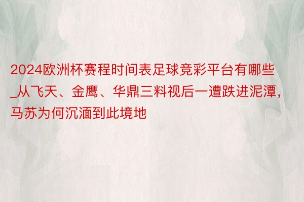 2024欧洲杯赛程时间表足球竞彩平台有哪些_从飞天、金鹰、华